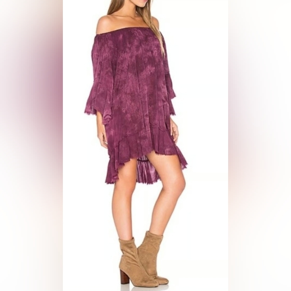 Blue Life Asymmetrical Off-Shoulder Dress in Purple